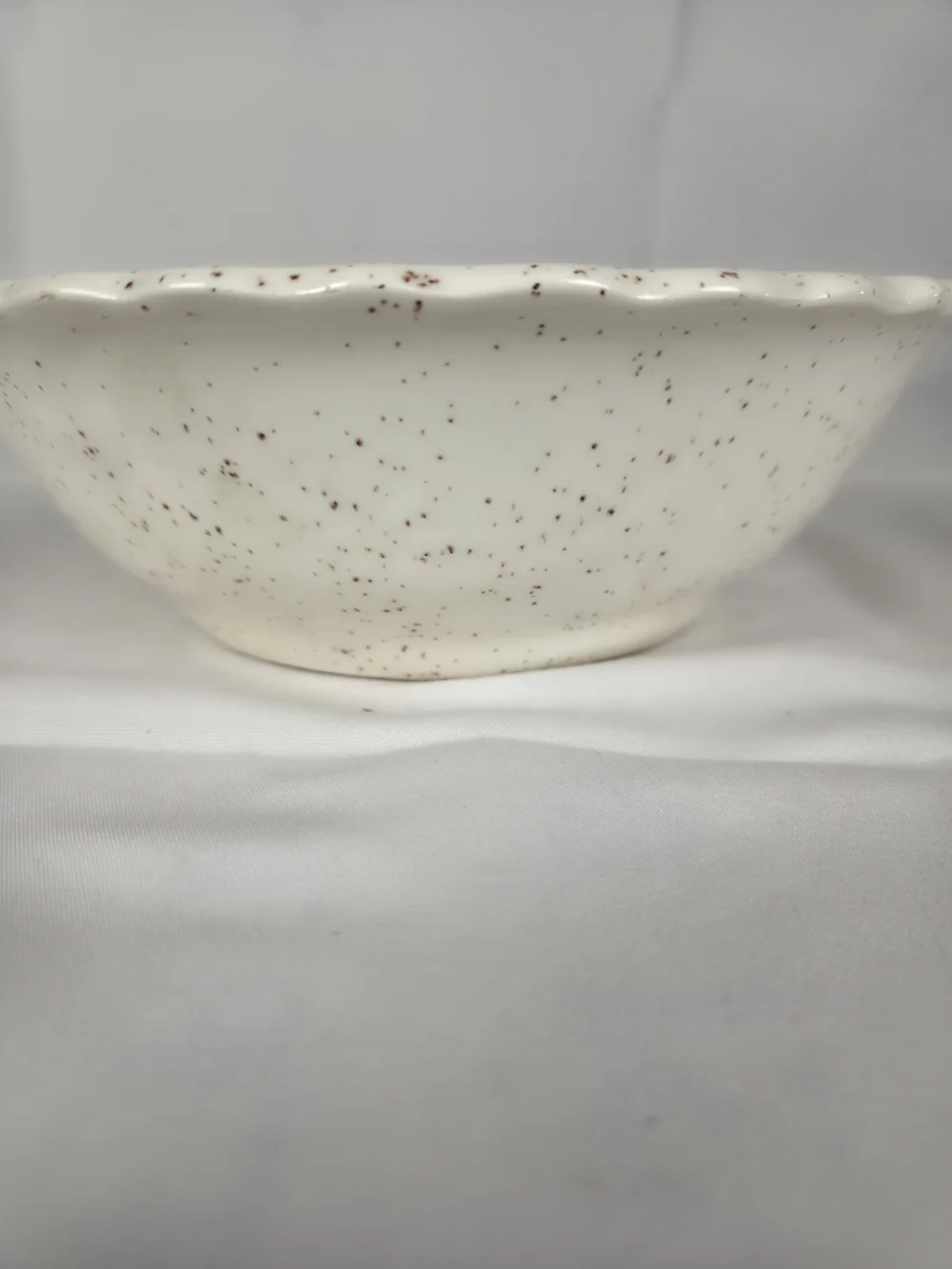 Vintage..Speckled White Ceramic Serving Bowl